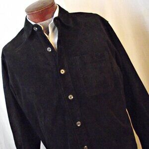 Vintage Field Gear Mens Black Suede Leather Shirt Jacket Lg